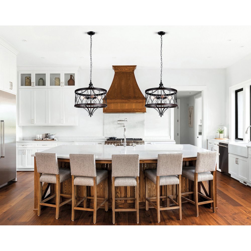 Amazon 5 Light Drum Shade Chandelier With Gun Metal Finish. Picture 6