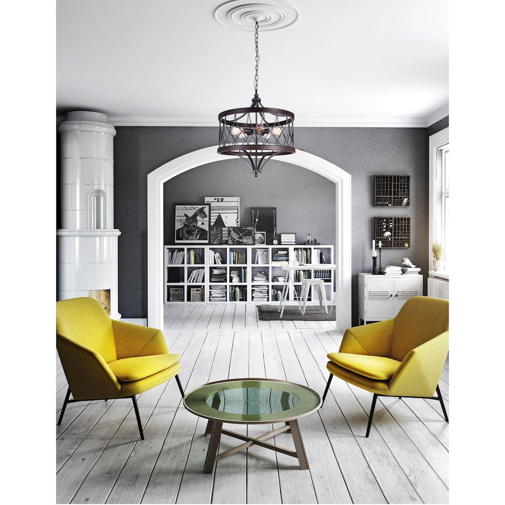 Amazon 5 Light Drum Shade Chandelier With Gun Metal Finish. Picture 7