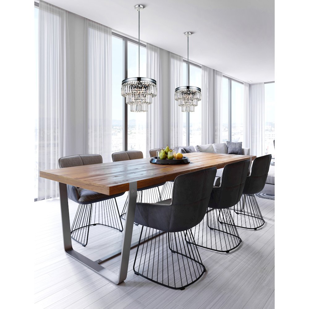 Weiss 5 Light Down Chandelier With Chrome Finish. Picture 6