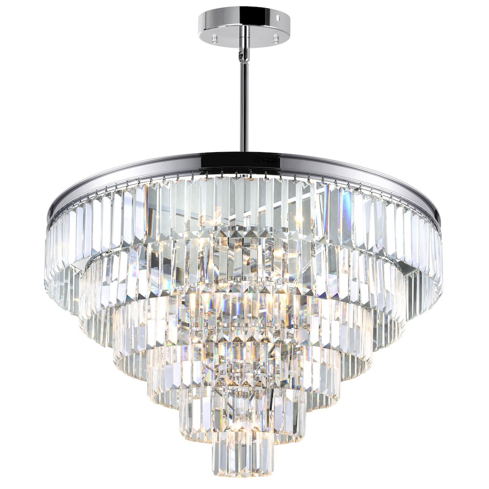 Weiss 15 Light Down Chandelier With Chrome Finish. Picture 1