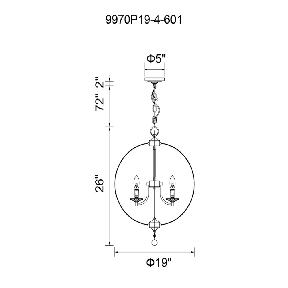 Esia 4 Light Chandelier With Chrome Finish. Picture 6