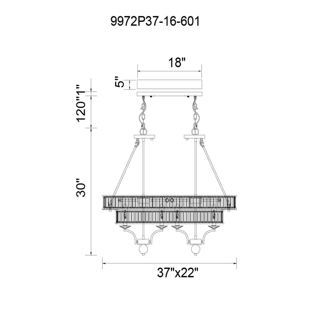 Shalia 16 Light Island Chandelier With Chrome Finish. Picture 4