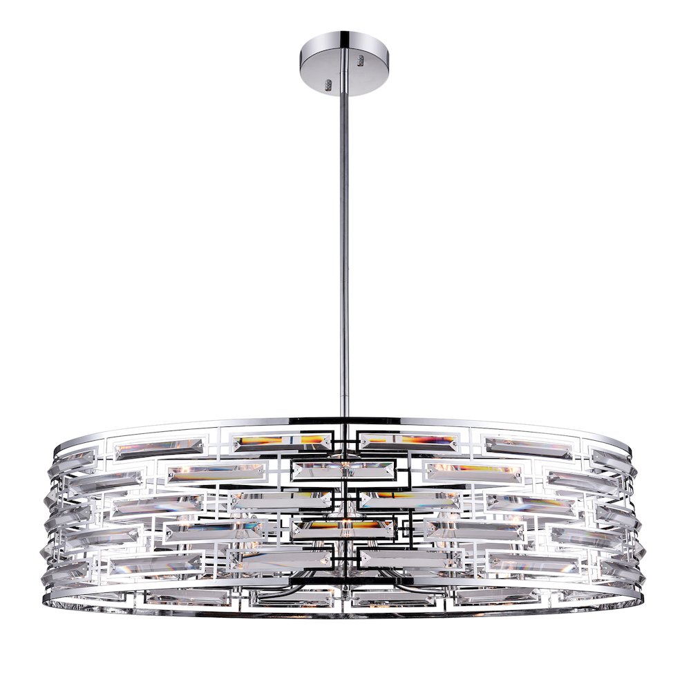 Petia 8 Light Drum Shade Island Light With Chrome Finish. Picture 1