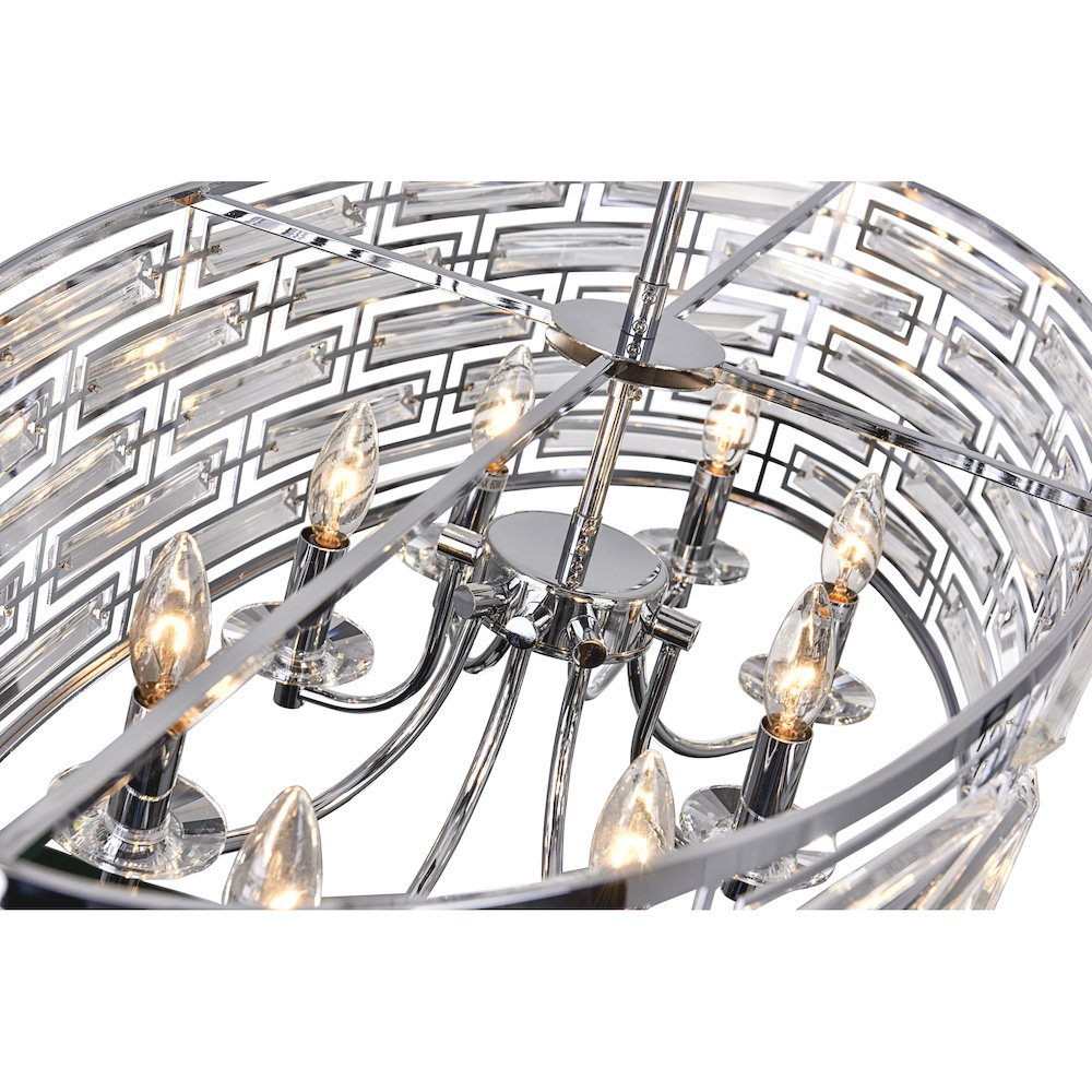 Petia 8 Light Drum Shade Island Light With Chrome Finish. Picture 2