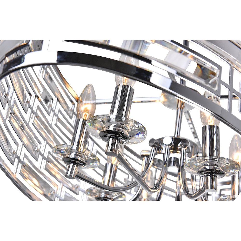 Petia 8 Light Drum Shade Island Light With Chrome Finish. Picture 4