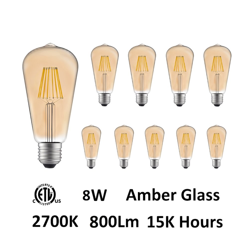 ST19 Warm White 2700K LED 8W Light Bulb (Set of 10). Picture 1