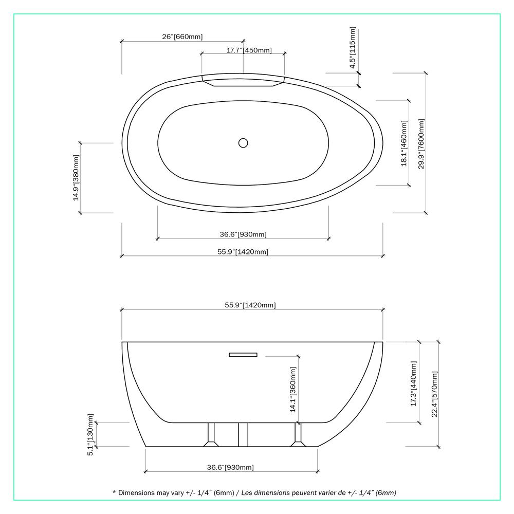 Hadiya-56-BLK Freestanding Bathtub. Picture 7