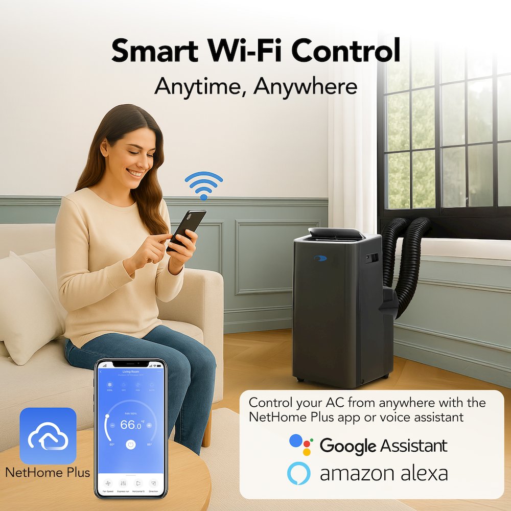 Portable Air Conditioner Dual Hose Cooling – Black. Picture 8