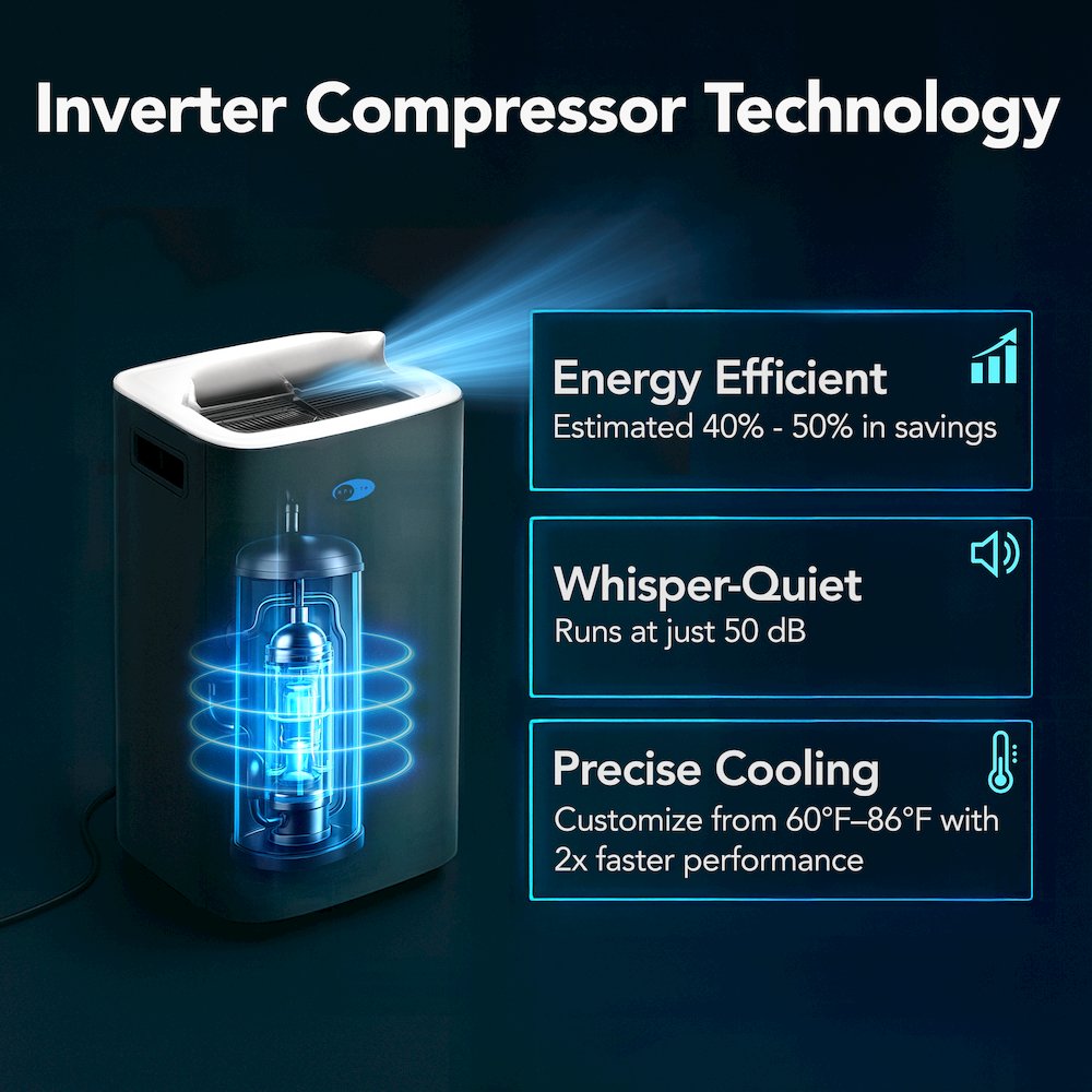 Portable Air Conditioner Dual Hose Cooling – Black. Picture 3