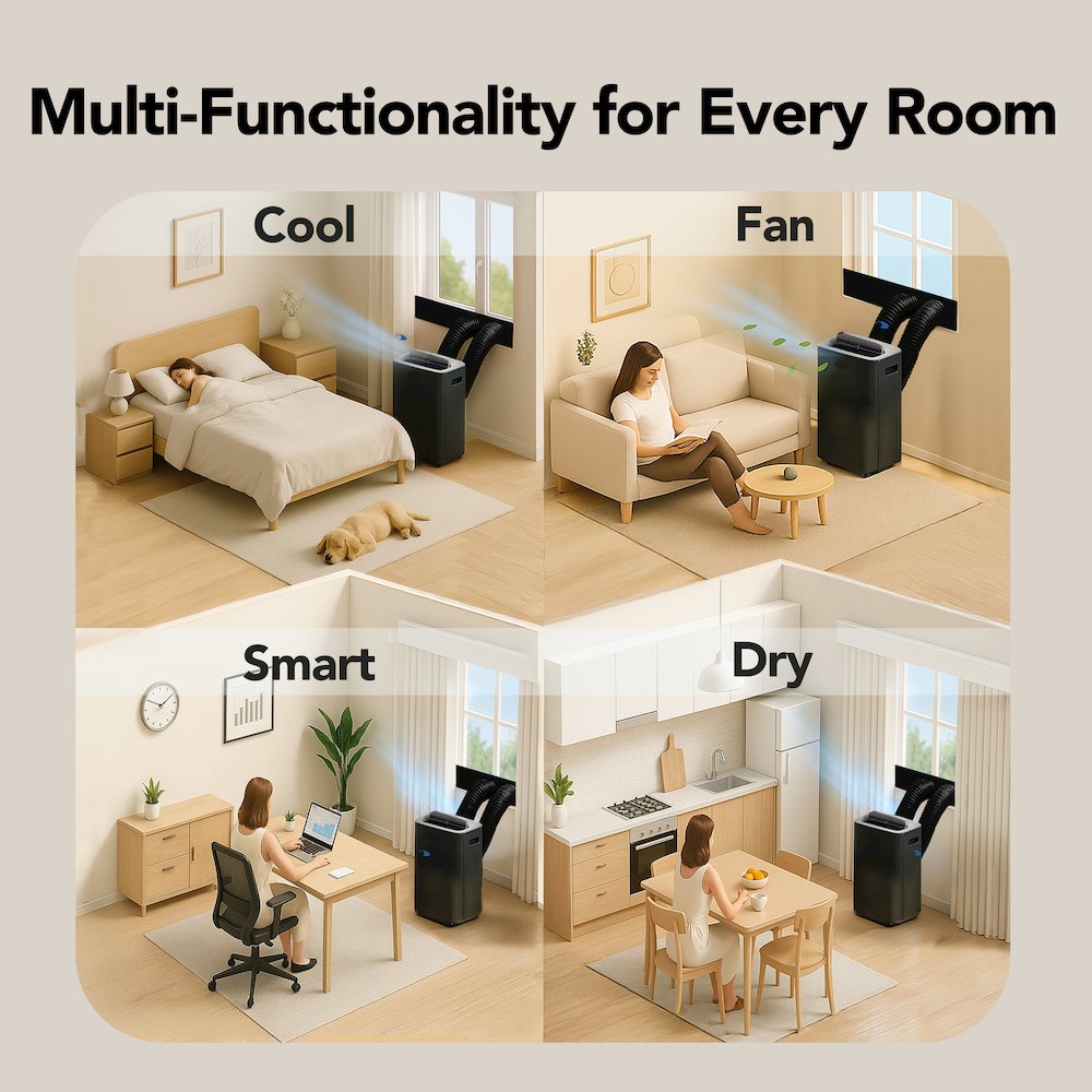 Portable Air Conditioner Dual Hose Cooling – Black. Picture 6