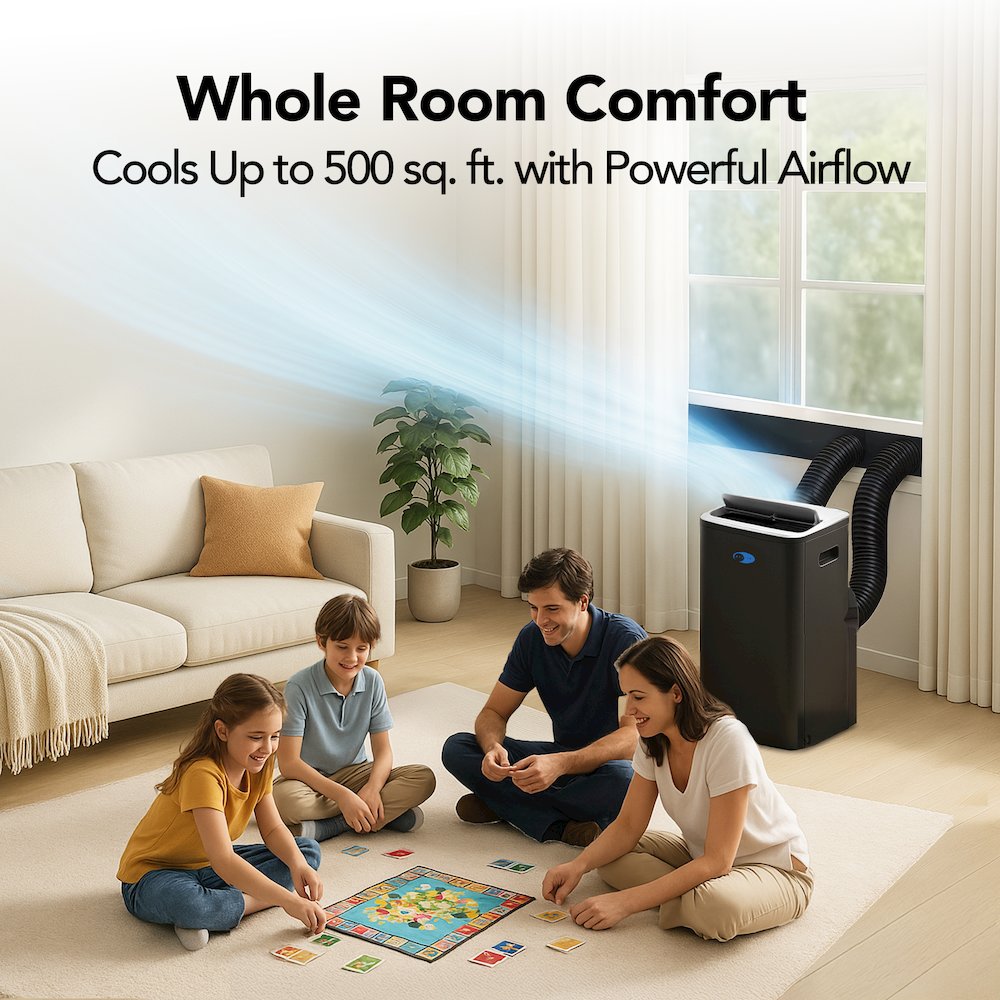 Portable Air Conditioner Dual Hose Cooling – Black. Picture 10