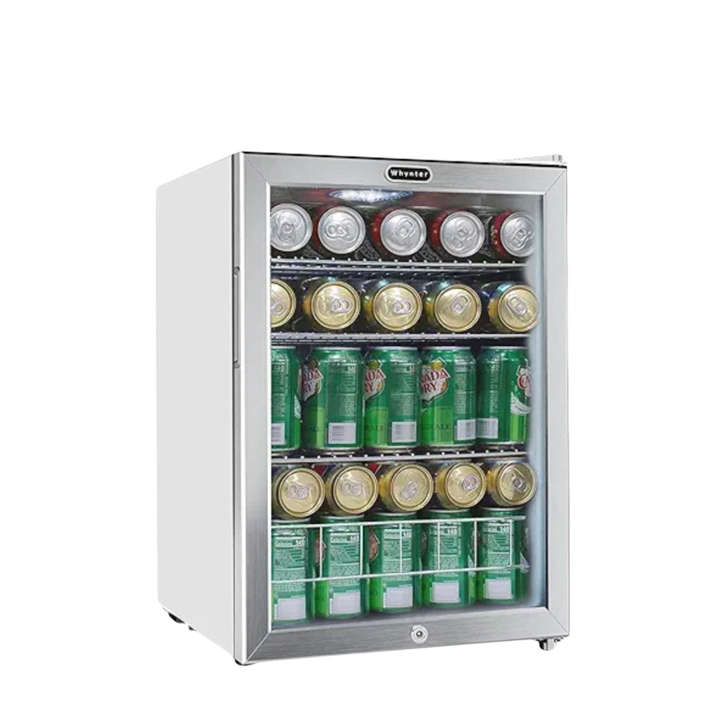 Can Freestanding Beverage Refrigerator cooler With Lock Stainless Steel. Picture 10