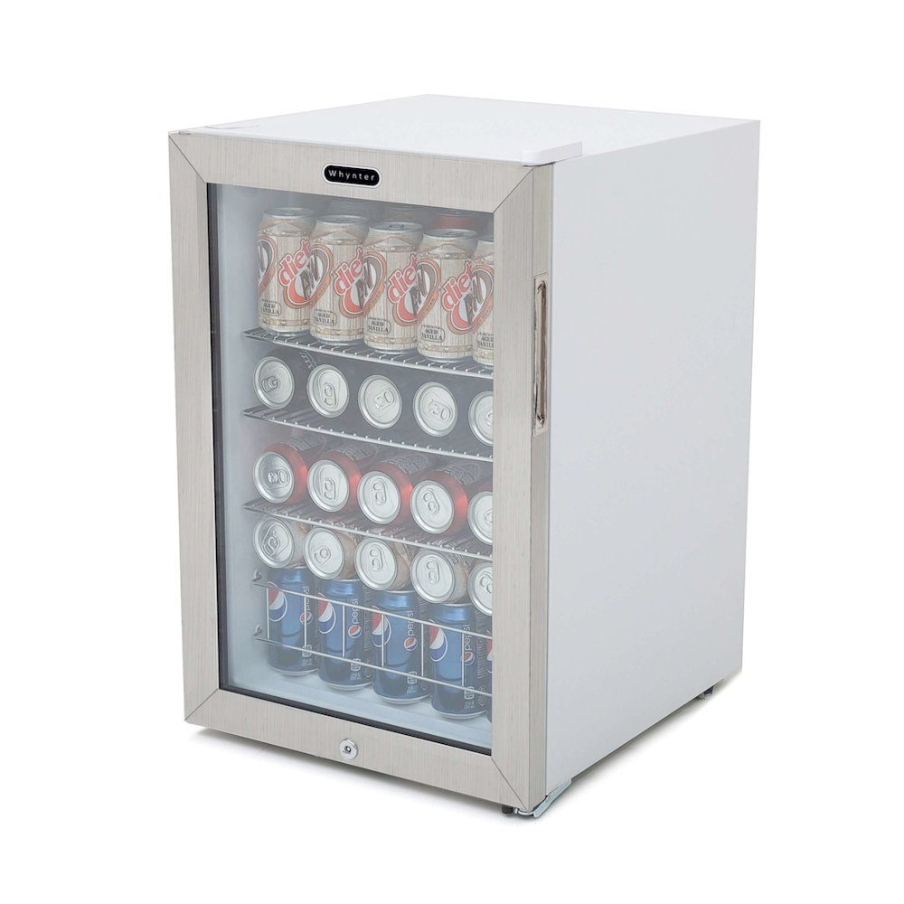 Can Freestanding Beverage Refrigerator cooler With Lock Stainless Steel. Picture 3