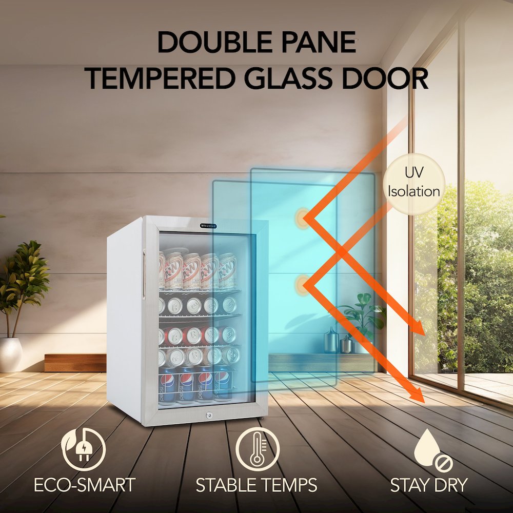 Can Freestanding Beverage Refrigerator cooler With Lock Stainless Steel. Picture 8