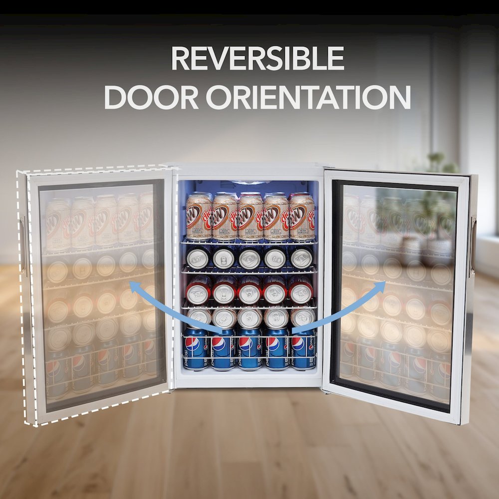 Can Freestanding Beverage Refrigerator cooler With Lock Stainless Steel. Picture 9