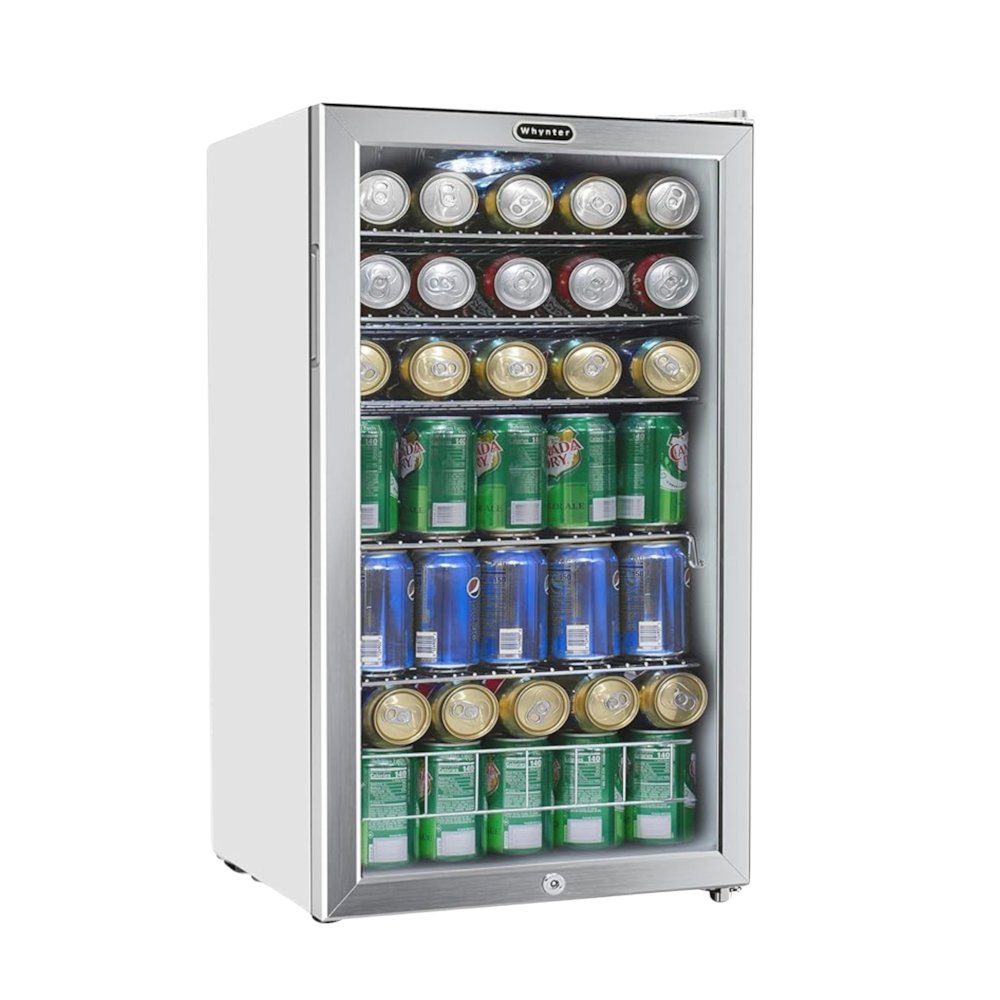 Can Freestanding Beverage Refrigerator cooler with Lock Stainless Steel. Picture 11