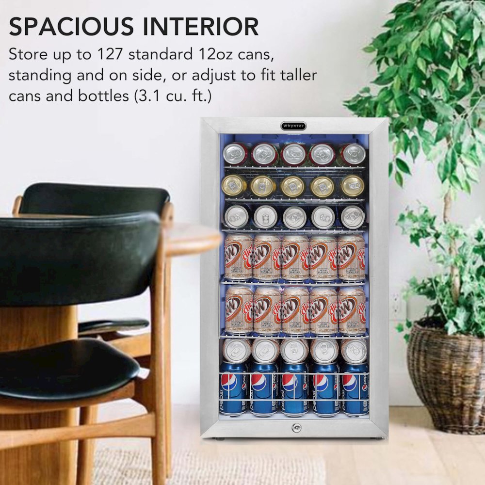 Can Freestanding Beverage Refrigerator cooler with Lock Stainless Steel. Picture 12