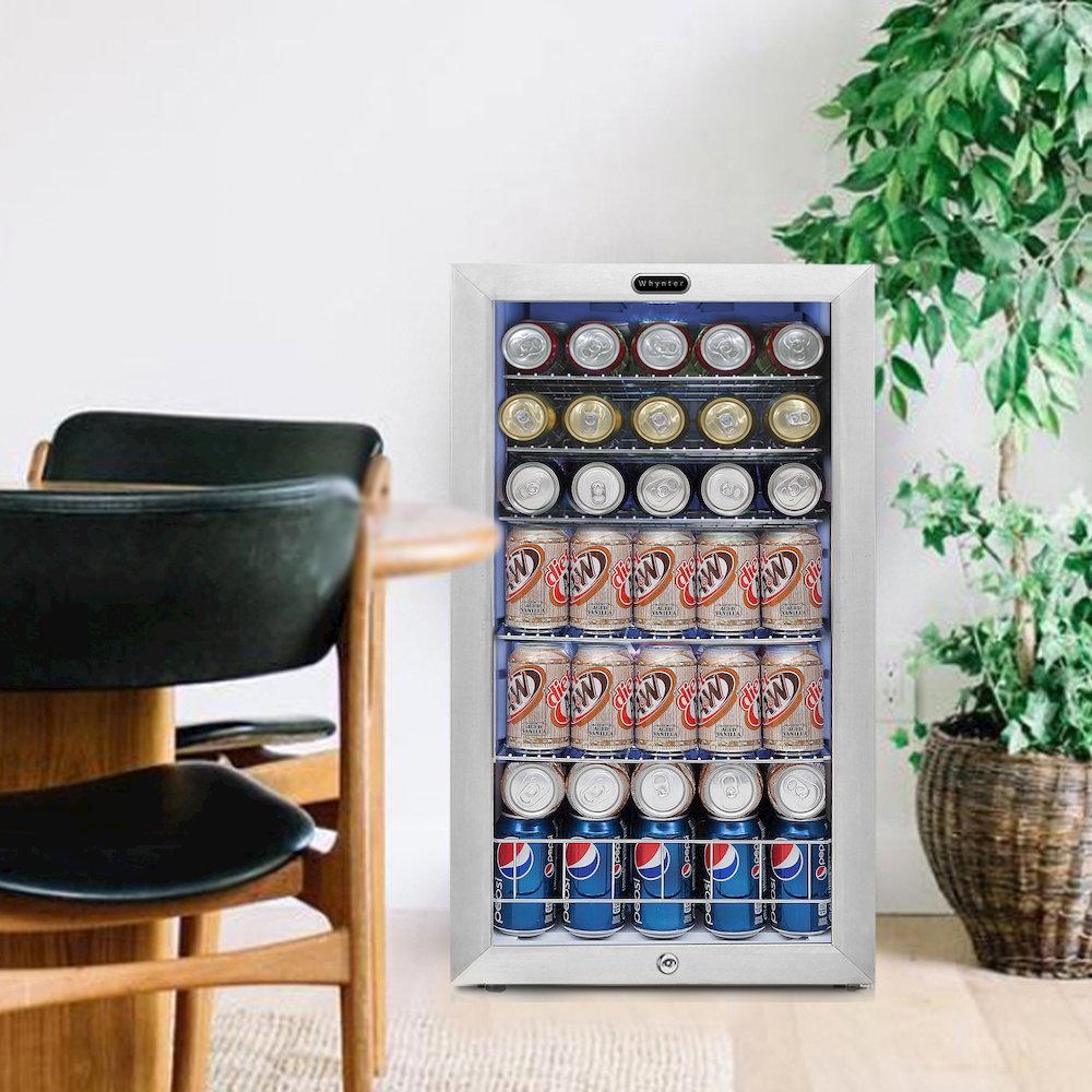 Can Freestanding Beverage Refrigerator cooler with Lock Stainless Steel. Picture 10