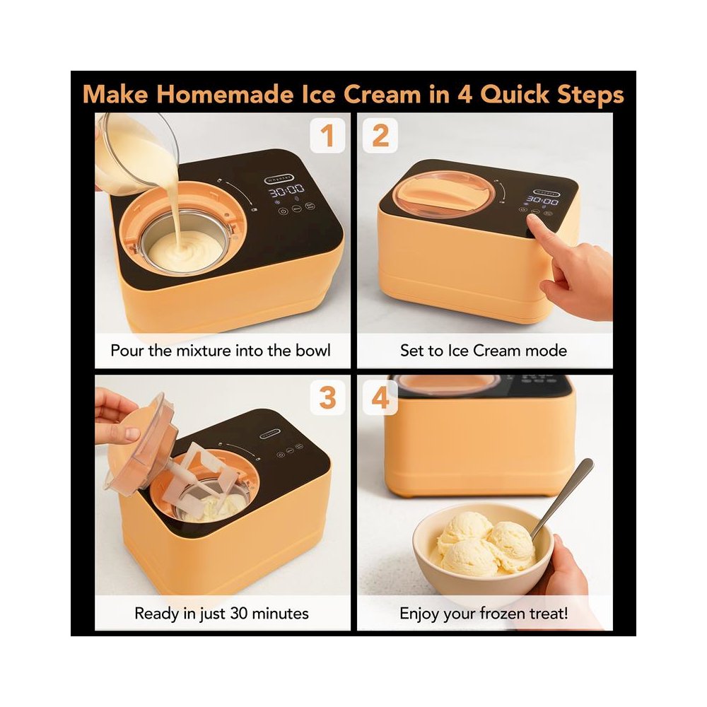 .8 Quart Compact Automatic Ice Cream Maker with Stainless Steel Bowl. Picture 6