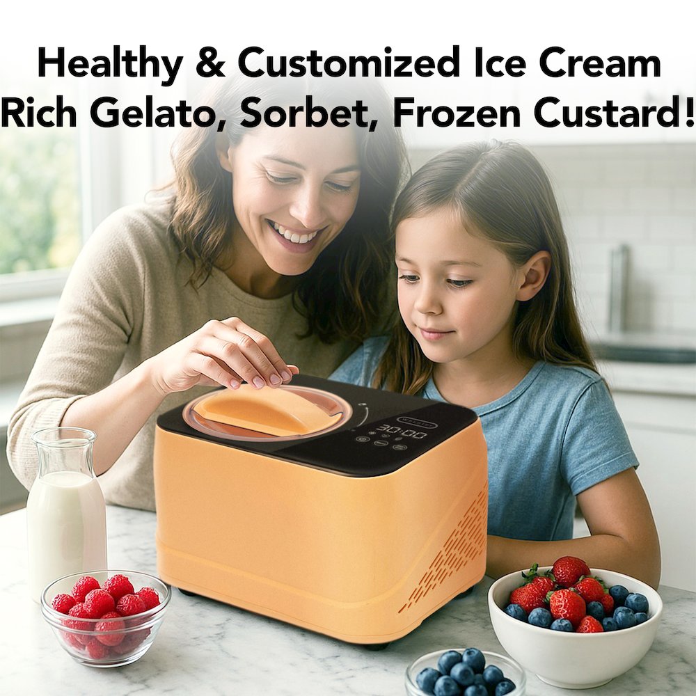 .8 Quart Compact Automatic Ice Cream Maker with Stainless Steel Bowl. Picture 9