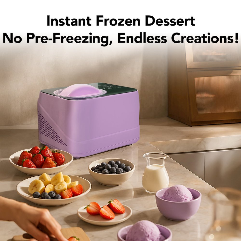 .8 Quart Compact Automatic Ice Cream Maker with Stainless Steel Bowl. Picture 2