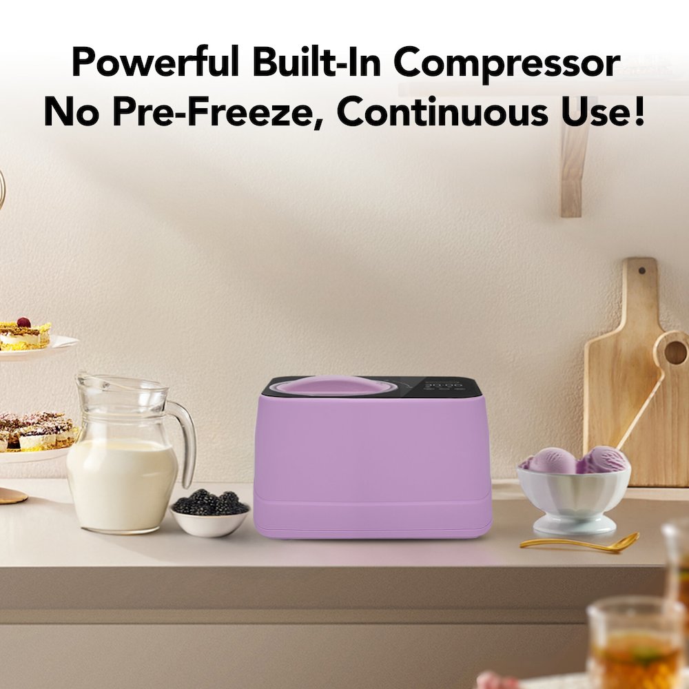 .8 Quart Compact Automatic Ice Cream Maker with Stainless Steel Bowl. Picture 3