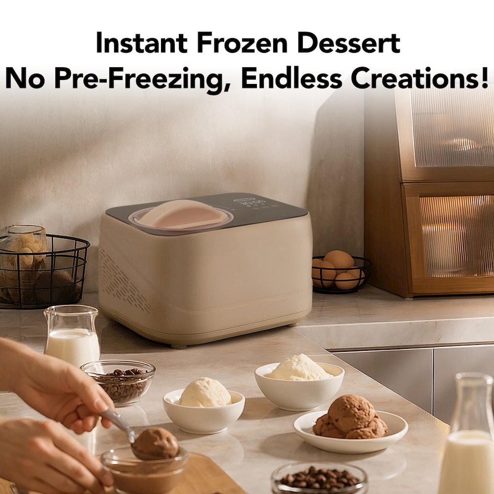 .8 Quart Compact Automatic Ice Cream Maker with Stainless Steel Bowl. Picture 2