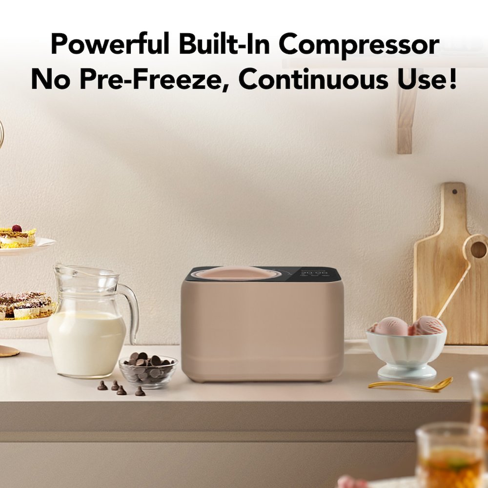 .8 Quart Compact Automatic Ice Cream Maker with Stainless Steel Bowl. Picture 3