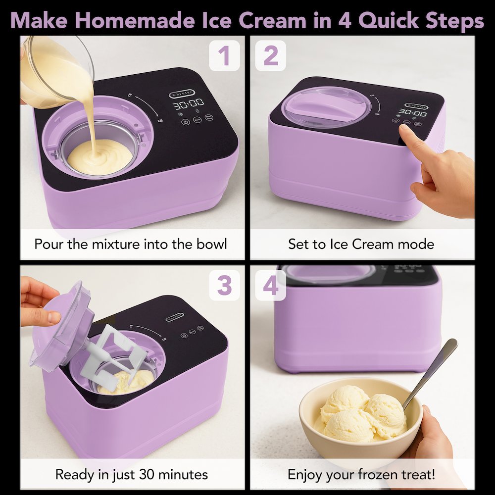 .8 Quart Compact Automatic Ice Cream Maker with Stainless Steel Bowl. Picture 6