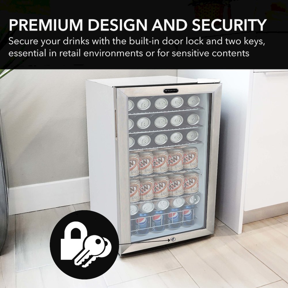 Can Freestanding Beverage Refrigerator cooler with Lock Stainless Steel. Picture 16