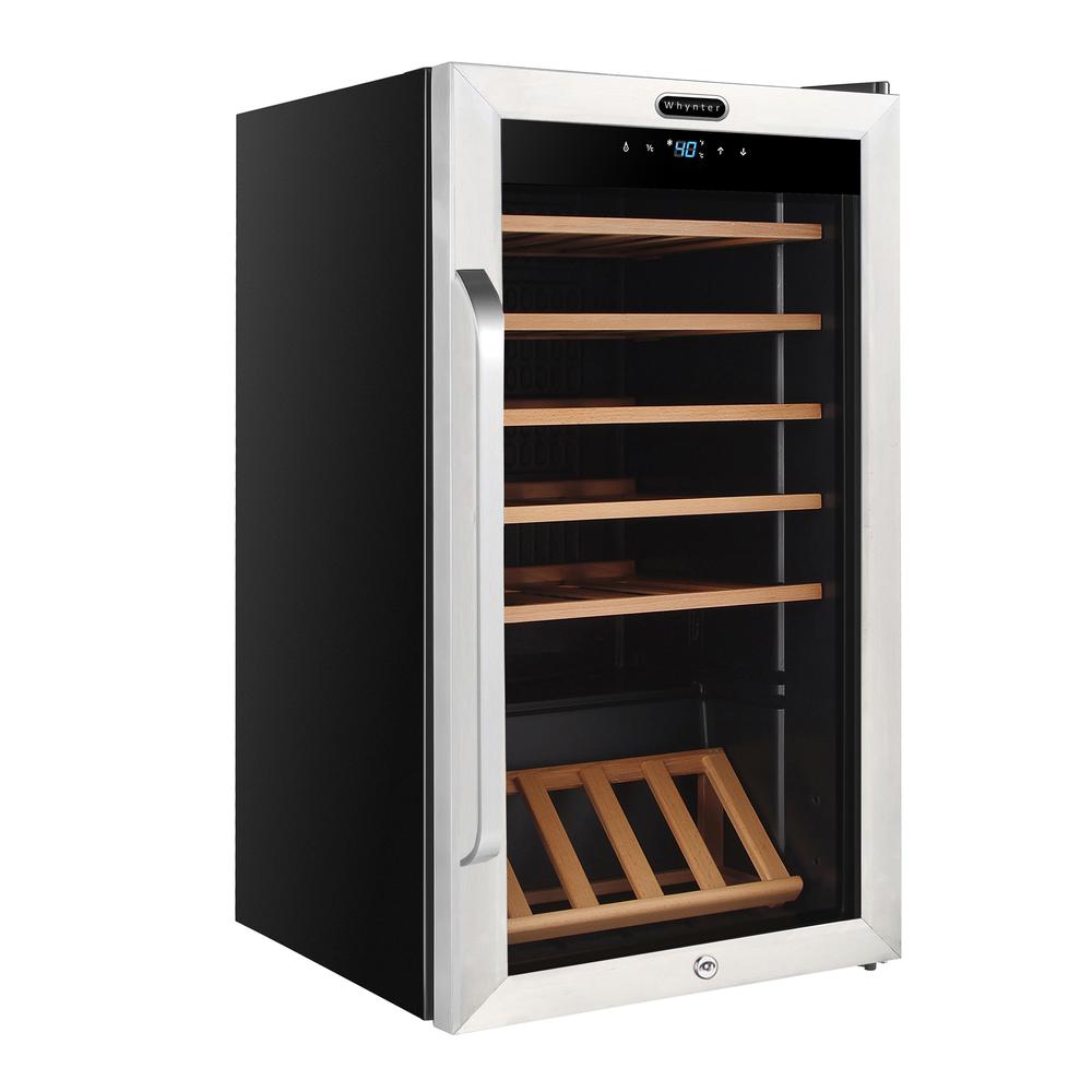 34 Bottle Freestanding Stainless Steel Wine Refrigerator with Display Shelf. Picture 3