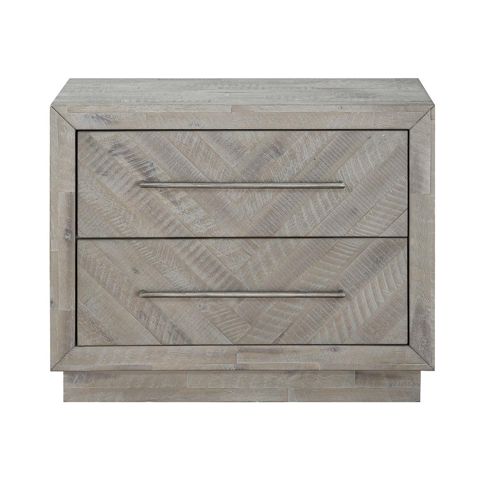 Alexandra Solid Wood Two Drawer Nightstand in Rustic Latte. Picture 4