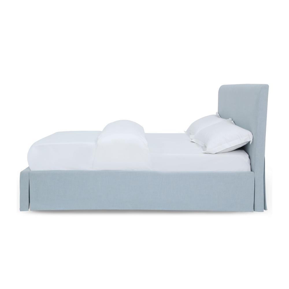 Shelby Skirted Footboard Storage Panel Bed in Sky. Picture 6
