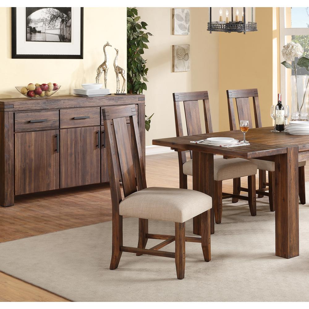 Meadow Solid Wood Upholstered Dining Chair in Brick Brown, set of 2. Picture 2