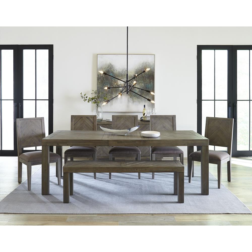 Herringbone Extension Table in Rustic Latte. Picture 4