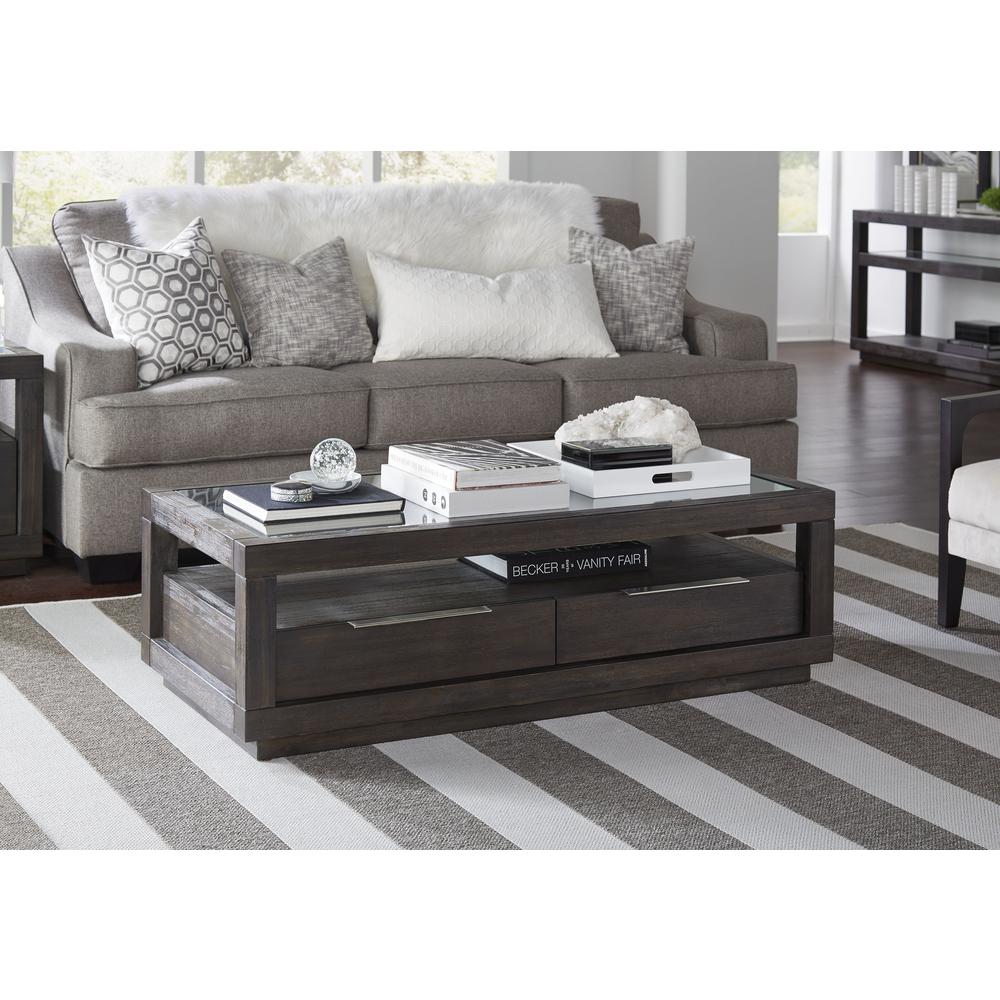 Oxford Two Drawer Rectangular Coffee Table in Basalt Grey. Picture 2