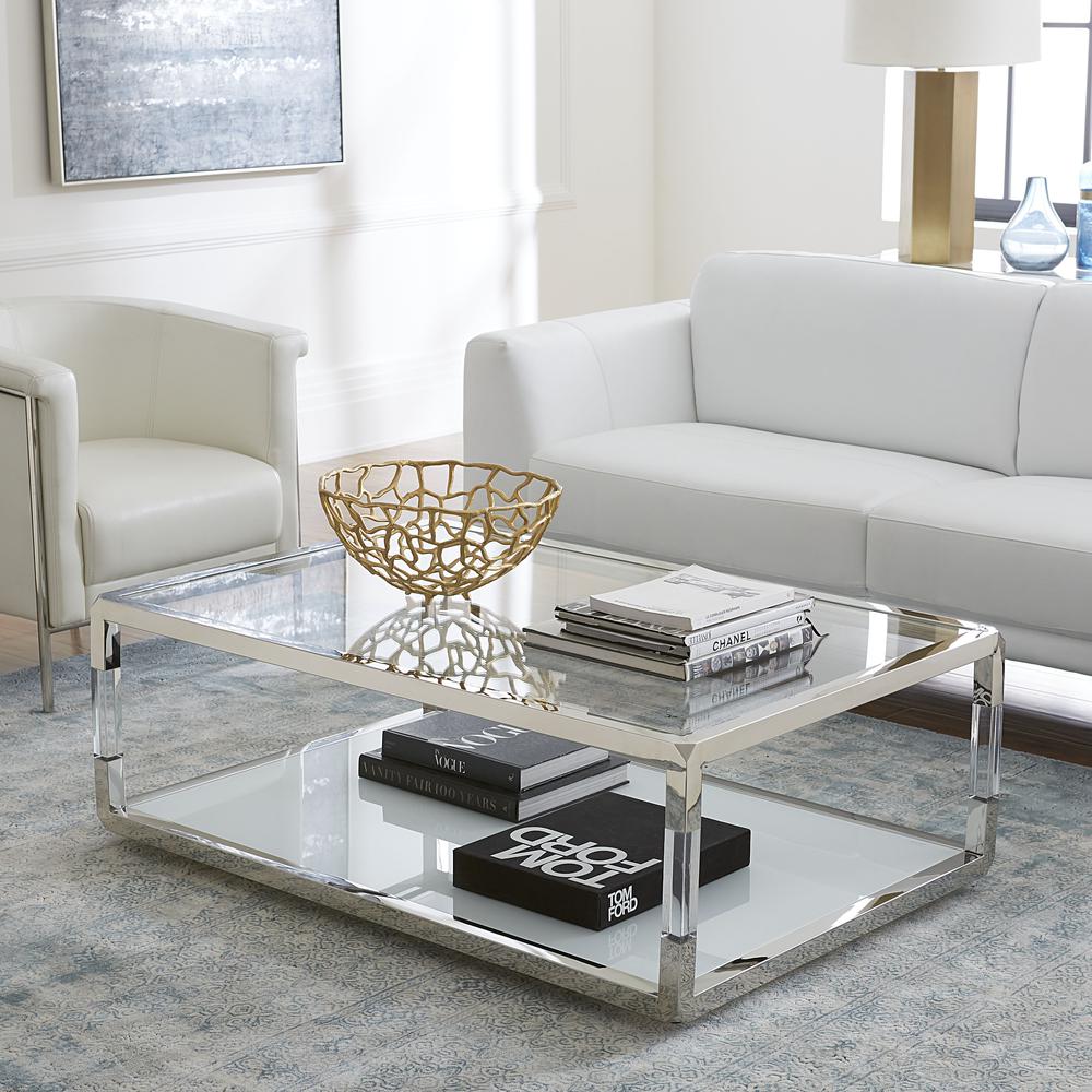 Jasper Coffee Table in Acrylic/White Glass/PSS. Picture 1
