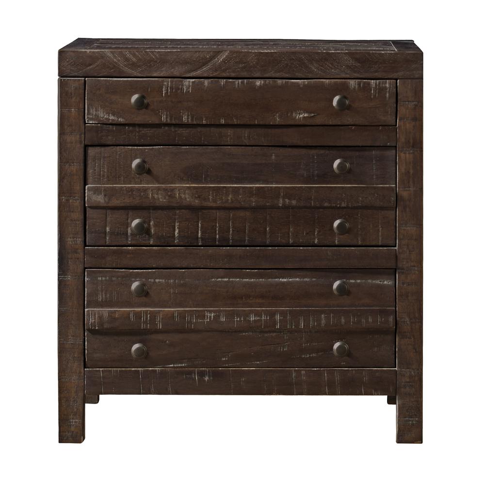 Townsend Three Drawer Solid Wood Nightstand in Java. Picture 3