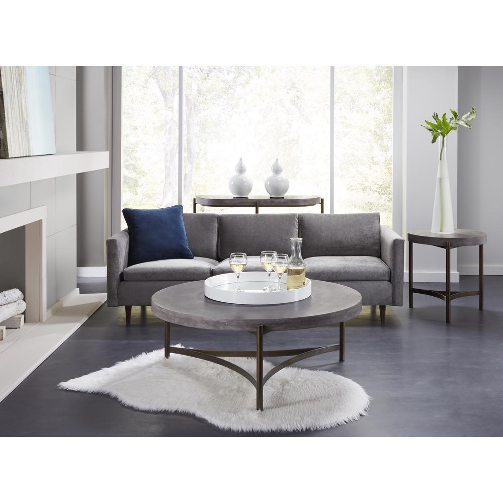 Lyon Round Natural Concrete and Metal Side Table. Picture 2