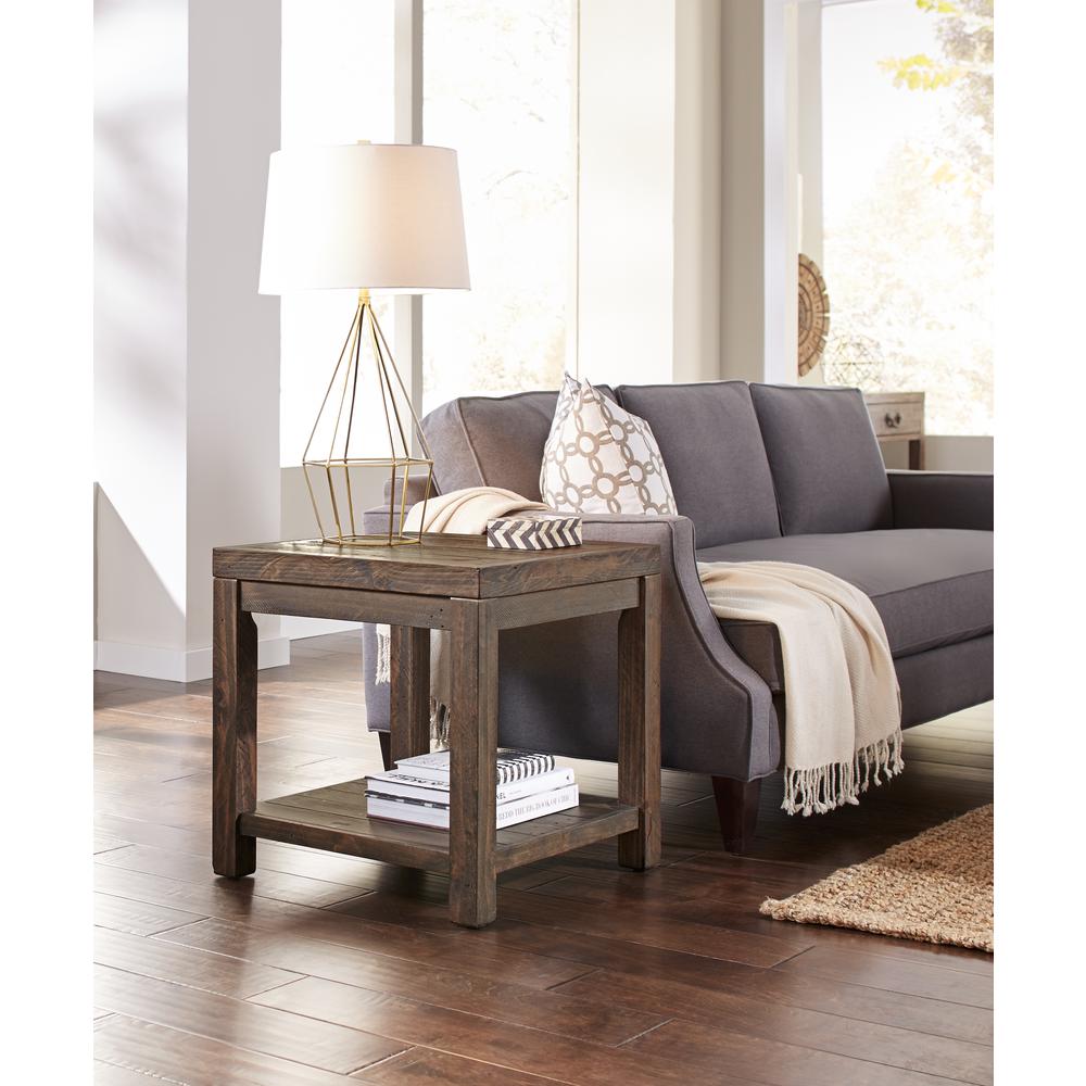 Craster Reclaimed Wood Square Side Table in Smoky Taupe. Picture 1