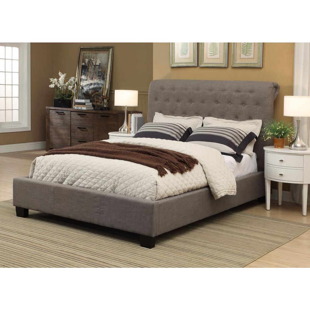 Royal Tufted Footboard Storage Bed in Dolphin Linen. Picture 1