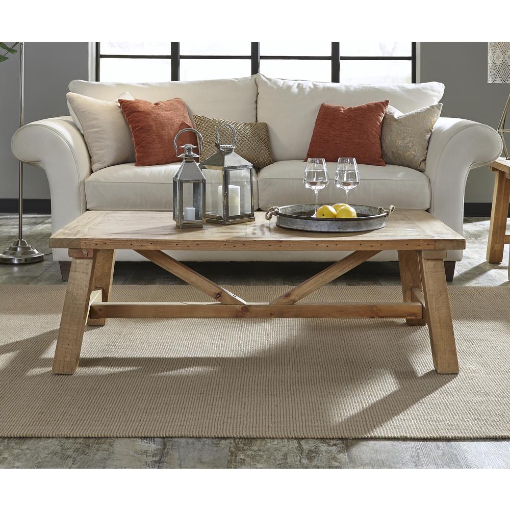 Harby Reclaimed Wood Rectangular Coffee Table in Rustic Tawny. Picture 1