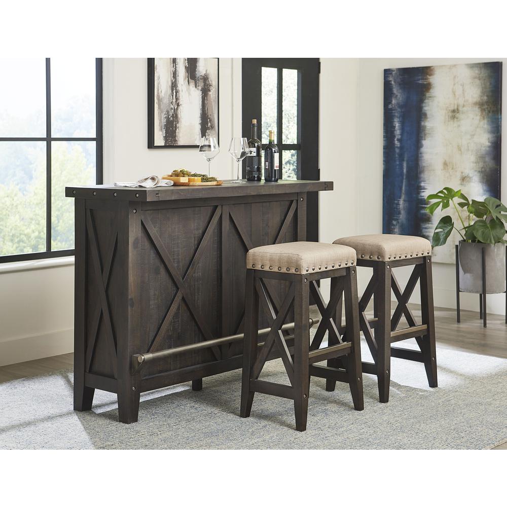 Yosemite Solid Wood Upholstered Bar Stool in Cafe. Picture 2