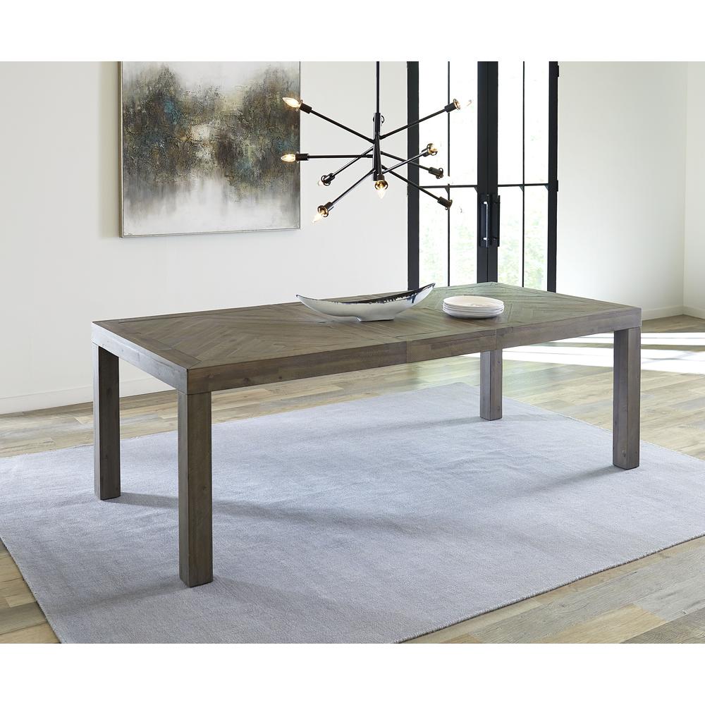 Herringbone Extension Table in Rustic Latte. Picture 1