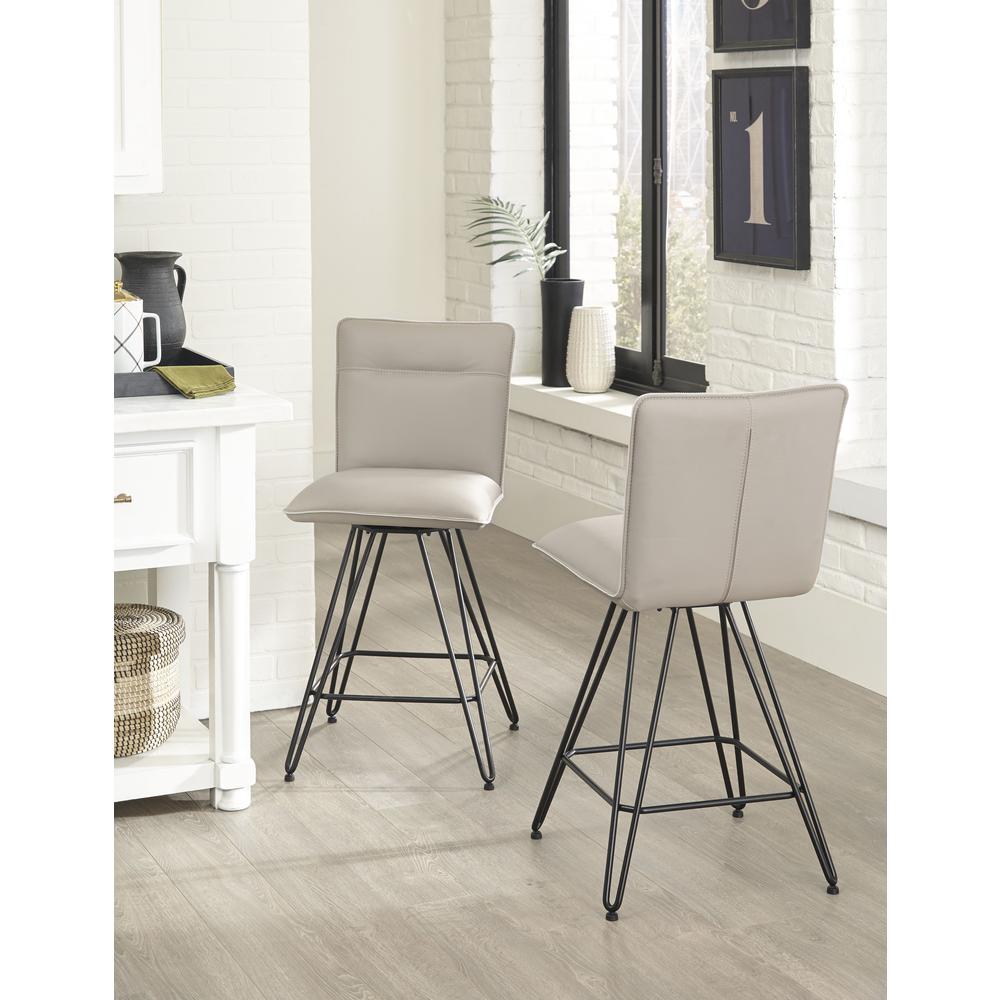 Demi Hairpin Leg Swivel Counter Stool in Taupe, set of 2. Picture 1