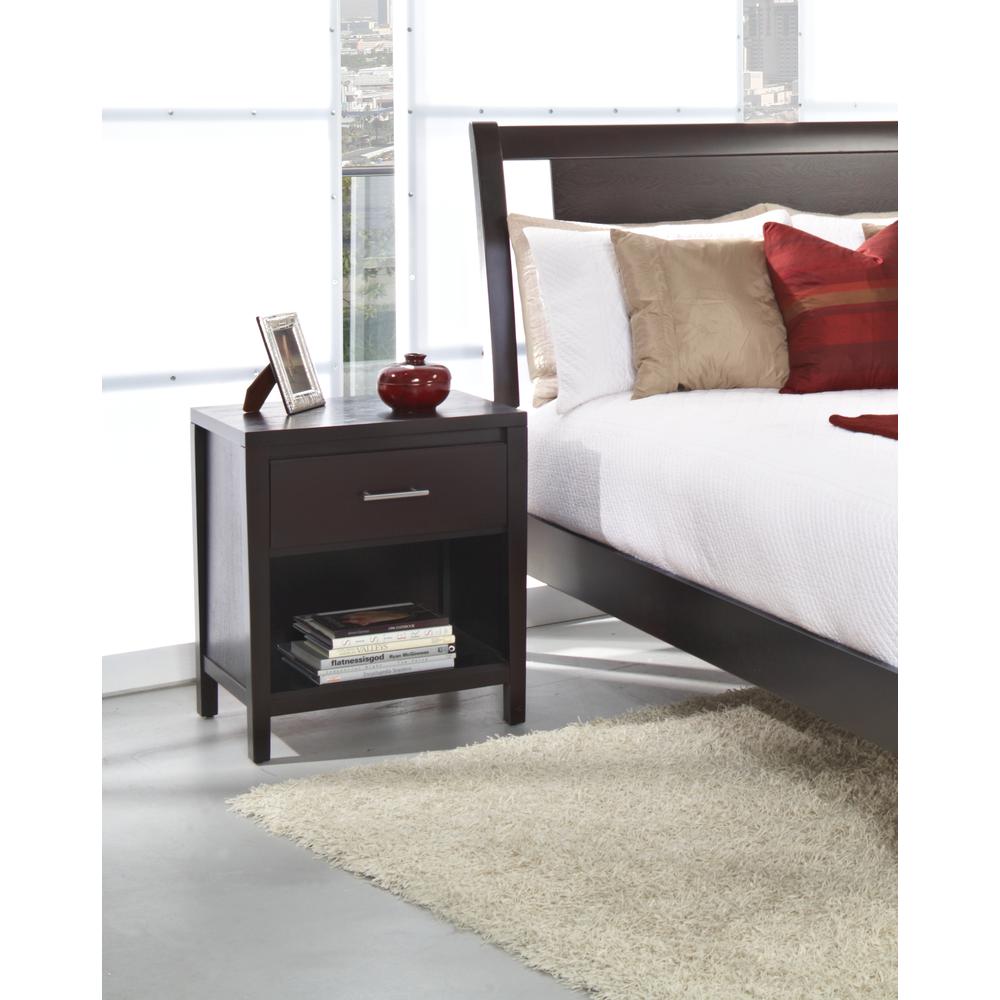 Nevis One Drawer Nightstand in Espresso. Picture 10