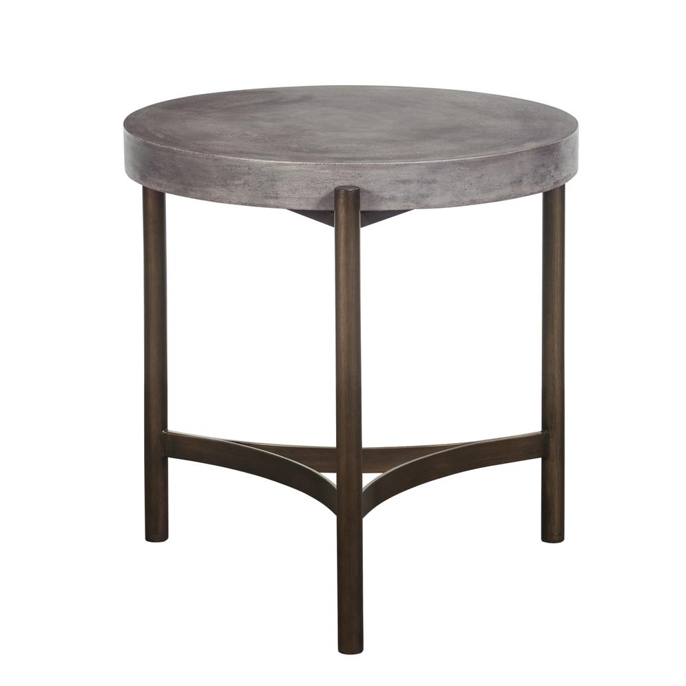 Lyon Round Natural Concrete and Metal Side Table. Picture 4