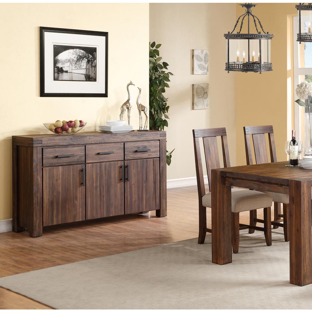 Meadow Three Drawer Three Door Solid Wood Sideboard in Brick Brown. Picture 2