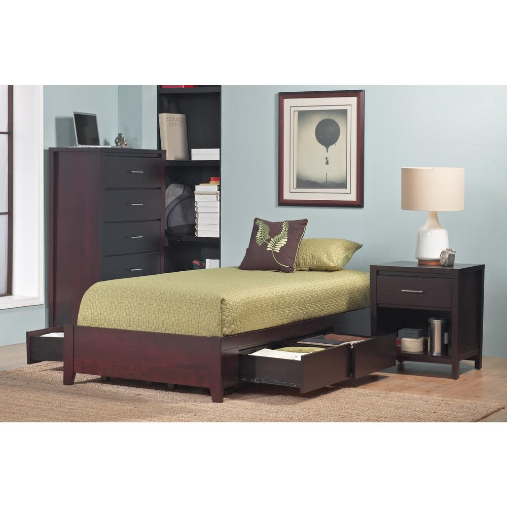 Simple Wood Storage Bed in Espresso. Picture 10