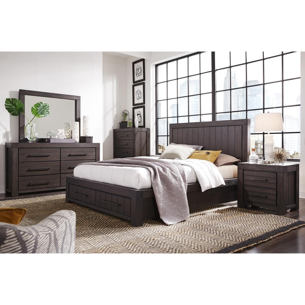 Heath Two Drawer Wood Storage Bed in Basalt Grey. Picture 2